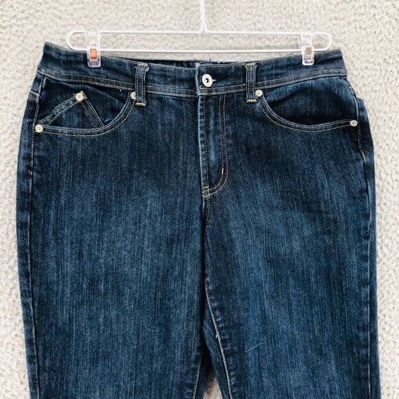 Chicos Jeans Womens 1 US 8 Blue Dark Wash Platinum Denim Radiant RG Straight Leg - Picture 2 of 11